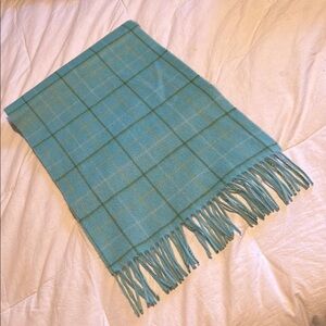 Charter Club Blue 100% Cashmere Plaid Scarf